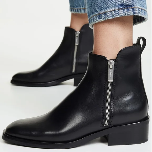 NWT$525 3.1 Phillip Lim Alexa Leather Ankle Bootie Dual Side Zippers Boots 38.5 - Picture 1 of 17